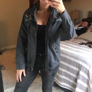 Roxy jacket in grey with embroidery at yoke